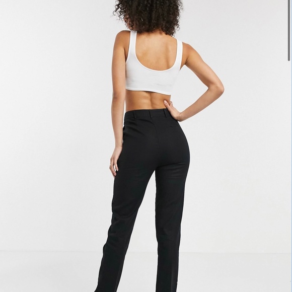 ASOS tall linen cigarette pants in black - Picture 2 of 3